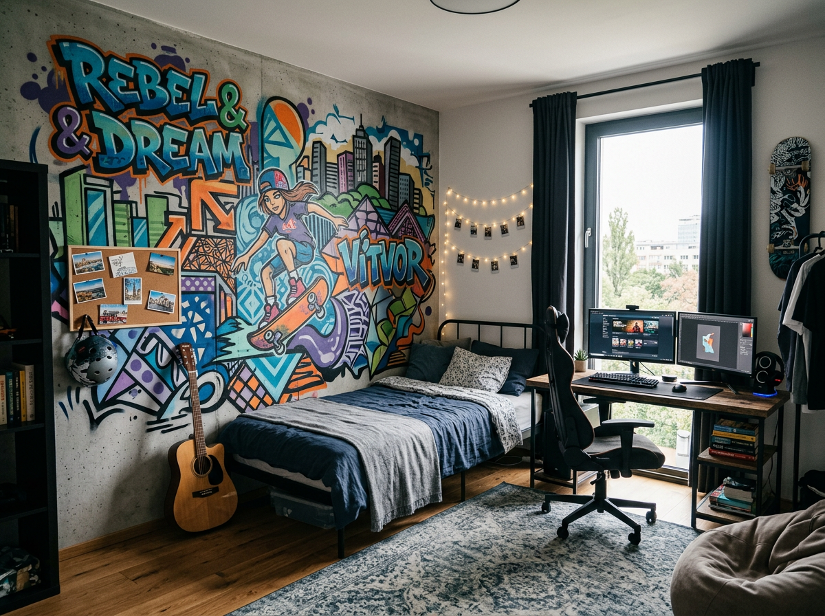 graffiti v interiéru
