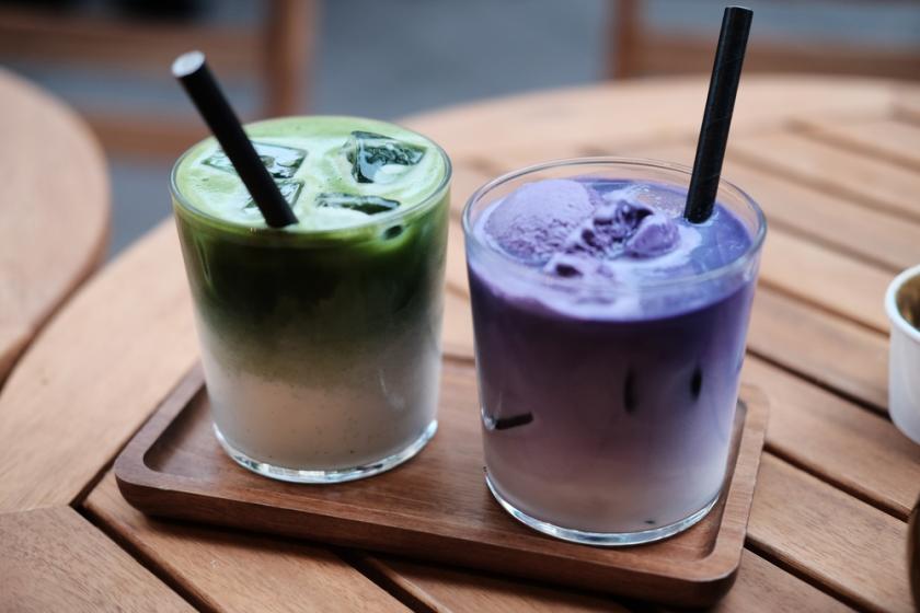 matcha a ube latte